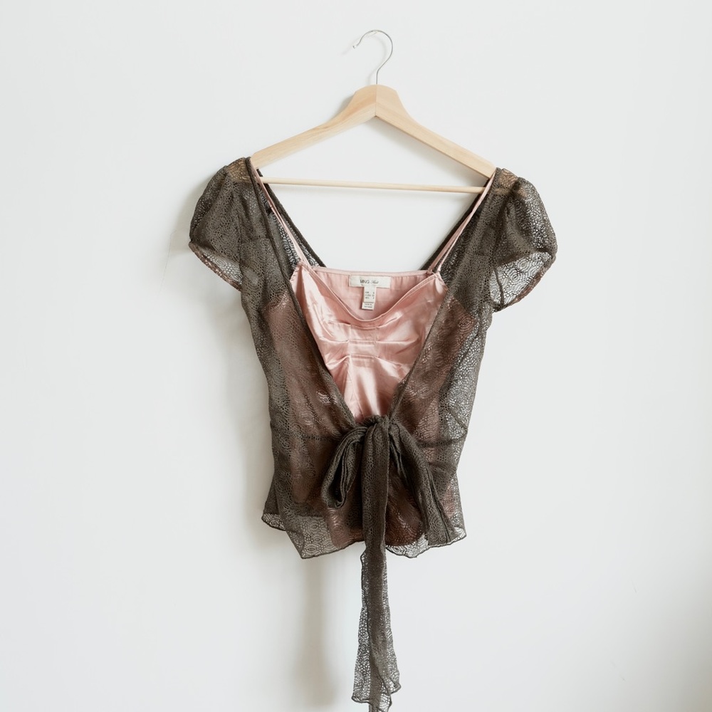 Vintage mango lace/ satin top